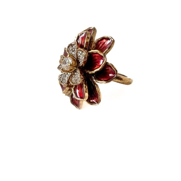 Juicy Couture Red Flower Enamel Ring - Picture 1 of 9